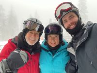 Posted Dec 11: Hugh Beard, daughter Jan and grandson Christian skiing on a foggy day. The over-75, ‘Super Senior’, no restrictions, season pass - Whistler/Blackcomb, under $200, equivalent to skiing two days at senior rate. on sale again in the spring!
