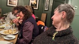 Theresa Lalonde enjoying her lunch, Peggy Oldfield