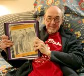 Ede Wolk celebrating his 75TH birthday on May 3.  Ede's wife Mary Jane surprised him with an album of photos and memories collected from friends and CBC colleagues.