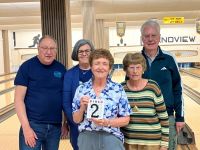Runners up in the bowling Bingo Game-Rod Mundy, Lori Mundy, Eleanor Taylor-Noonan, Lillian Hanson and Michael Taylor-Noonan.