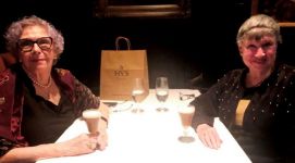 May 14. Celebrating Sharon Spruston's milestone birthday at Hy's Encore on Hornby Street, Vancouver.  Sharon and Peggy Oldfield.