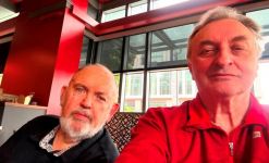 Joe Holman and Chris Cutress at the May 8 Breakfast at Ricky's.